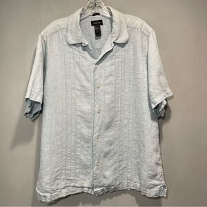 Claiborne 100% Linen Casual Button Down Shirt Light blue  size Large
